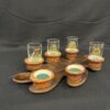 4er Trinkset Schnaps DDR Eichenblatt Tiermotiv Jagd – Bild 2