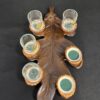 4er Trinkset Schnaps DDR Eichenblatt Tiermotiv Jagd – Bild 3